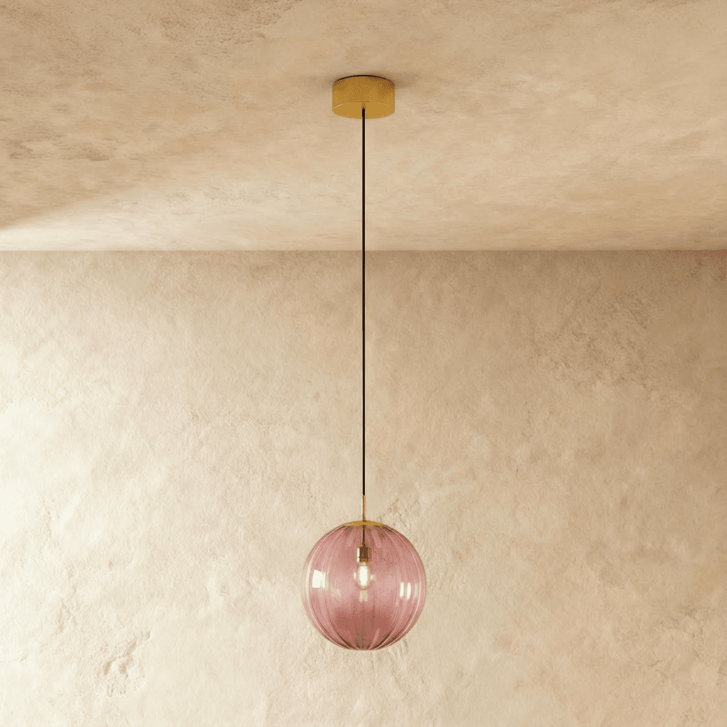 Modern Iron And Glass Pendant Light With Dome Shade