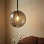 Modern Iron And Glass Pendant Light With Dome Shade