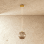 Modern Iron And Glass Pendant Light With Dome Shade