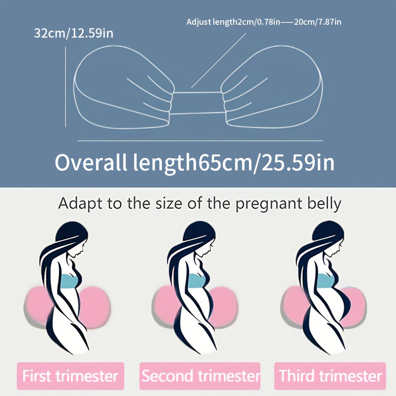 Adjustable Pregnancy Pillow Ergonomic Maternity Support Cushion with Adjustable Strap Breathable Polyester Wedge Pillow for Side and Stomach Sleepers