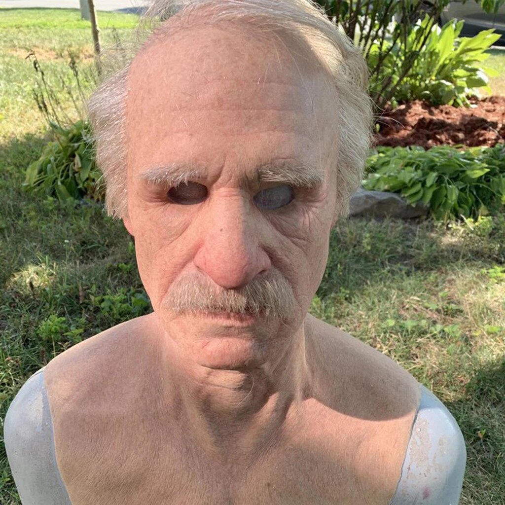 Realistic Old Man Mask Latex Halloween Mask for Adults Full Head Creepy Face Mask with Movable Mouth for Fancy Dress | Cosplay and Parties