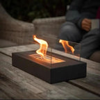 Portable Bioethanol Table Fireplace Tempered Glass and Steel Tabletop Fire Smokeless for Indoor and Outdoor Use