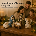 Patchwork Fabric Nativity Sewing Kit Hand Stitched Christmas Nativity Scene Craft Kit with Pre Cut Fabric Pieces and Pattern for Mantel Decoration