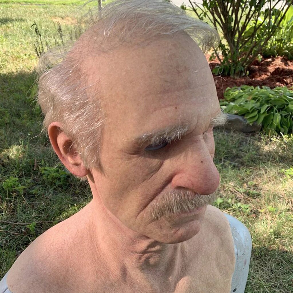 Realistic Old Man Mask Latex Halloween Mask for Adults Full Head Creepy Face Mask with Movable Mouth for Fancy Dress | Cosplay and Parties