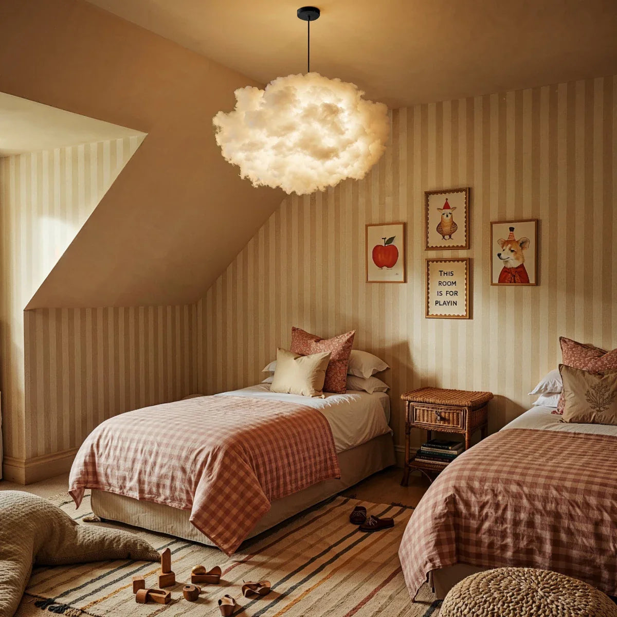 Modern Cloud Pendant Light With Soft Fiber Cotton Shade