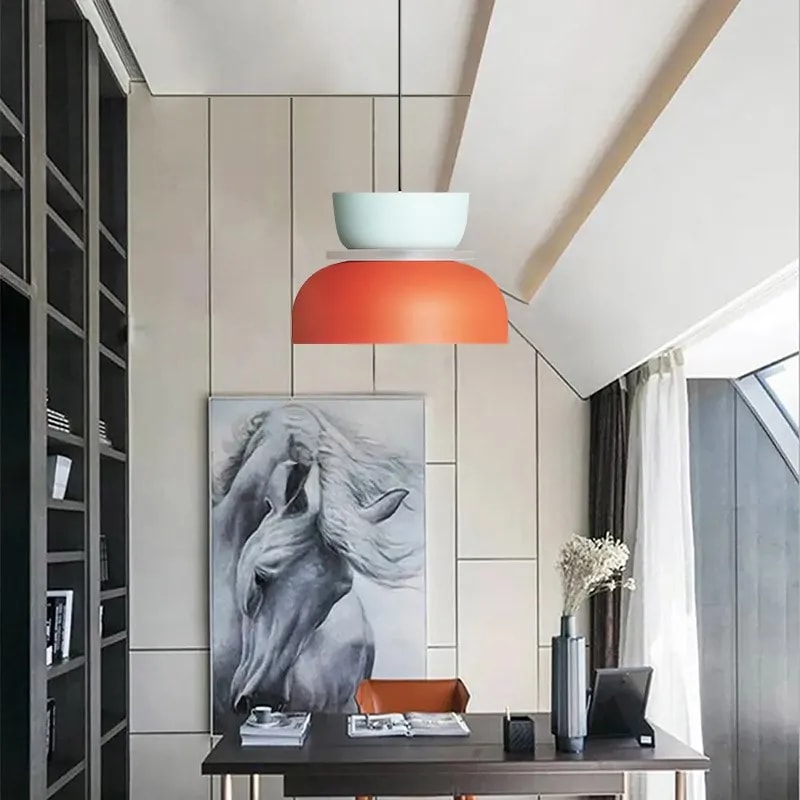 Colour Block Nordic Pendant Light with Stacked Metal Shades for Dining Room