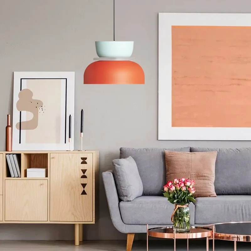 Colour Block Nordic Pendant Light with Stacked Metal Shades for Dining Room