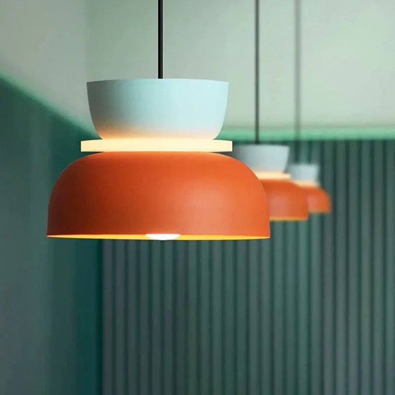 Colour Block Nordic Pendant Light with Stacked Metal Shades for Dining Room