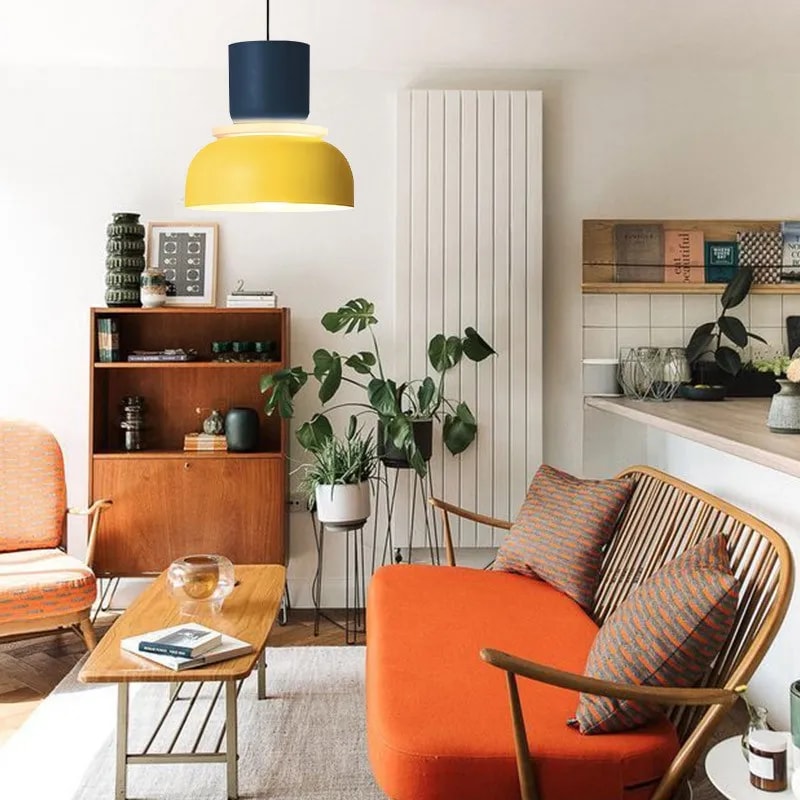 Colour Block Nordic Pendant Light with Stacked Metal Shades for Dining Room