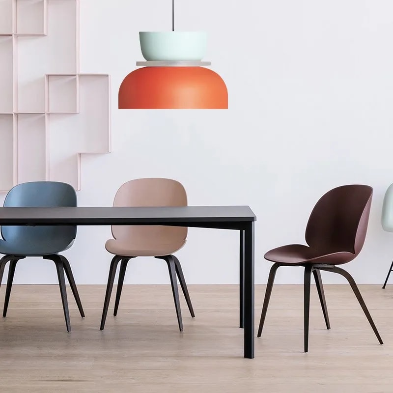 Colour Block Nordic Pendant Light with Stacked Metal Shades for Dining Room
