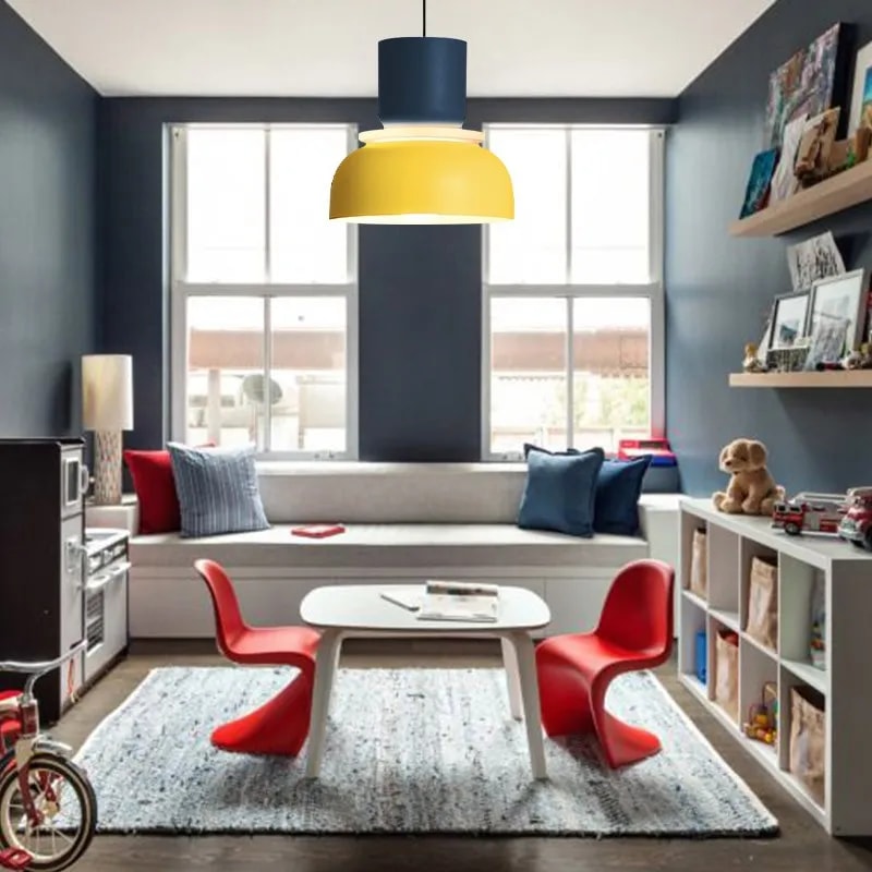 Colour Block Nordic Pendant Light with Stacked Metal Shades for Dining Room