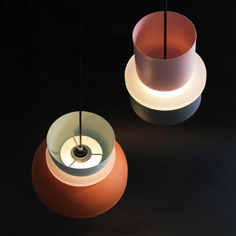 Colour Block Nordic Pendant Light with Stacked Metal Shades for Dining Room