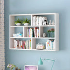 Wall Mounted Bookshelf Wooden Floating Shelf Unit Modern Wall Bookcase with Open Compartments for Books and Decor in Living Room | Study and Bedroom