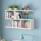 Wall Mounted Bookshelf Wooden Floating Shelf Unit Modern Wall Bookcase with Open Compartments for Books and Decor in Living Room | Study and Bedroom