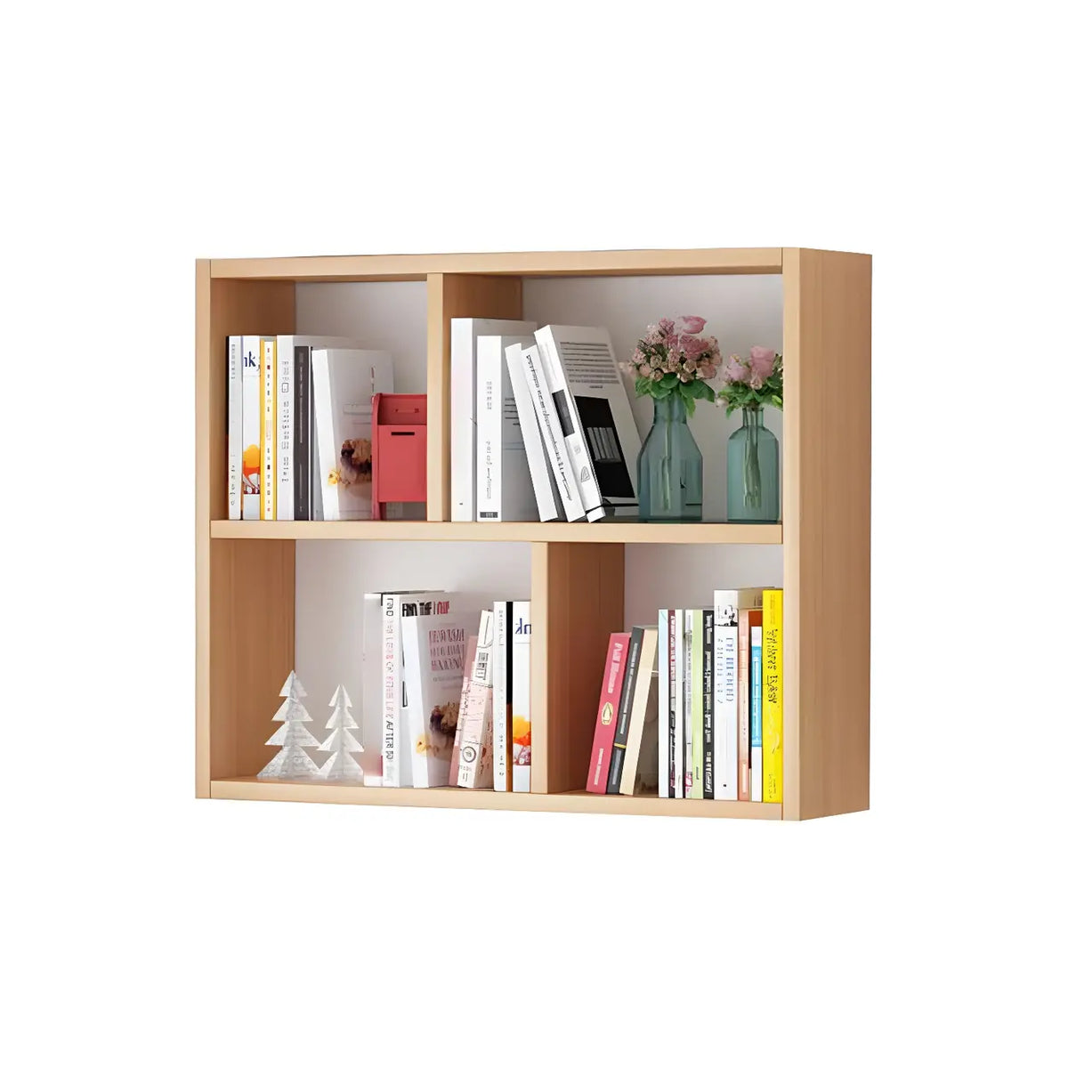 Wall Mounted Bookshelf Wooden Floating Shelf Unit Modern Wall Bookcase with Open Compartments for Books and Decor in Living Room | Study and Bedroom