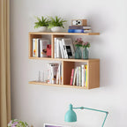 Wall Mounted Bookshelf Wooden Floating Shelf Unit Modern Wall Bookcase with Open Compartments for Books and Decor in Living Room | Study and Bedroom