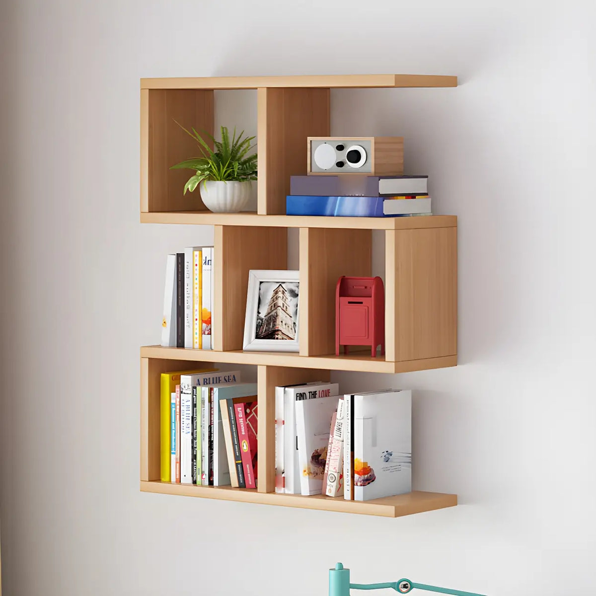 Wall Mounted Bookshelf Wooden Floating Shelf Unit Modern Wall Bookcase with Open Compartments for Books and Decor in Living Room | Study and Bedroom