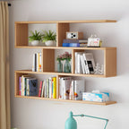 Wall Mounted Bookshelf Wooden Floating Shelf Unit Modern Wall Bookcase with Open Compartments for Books and Decor in Living Room | Study and Bedroom
