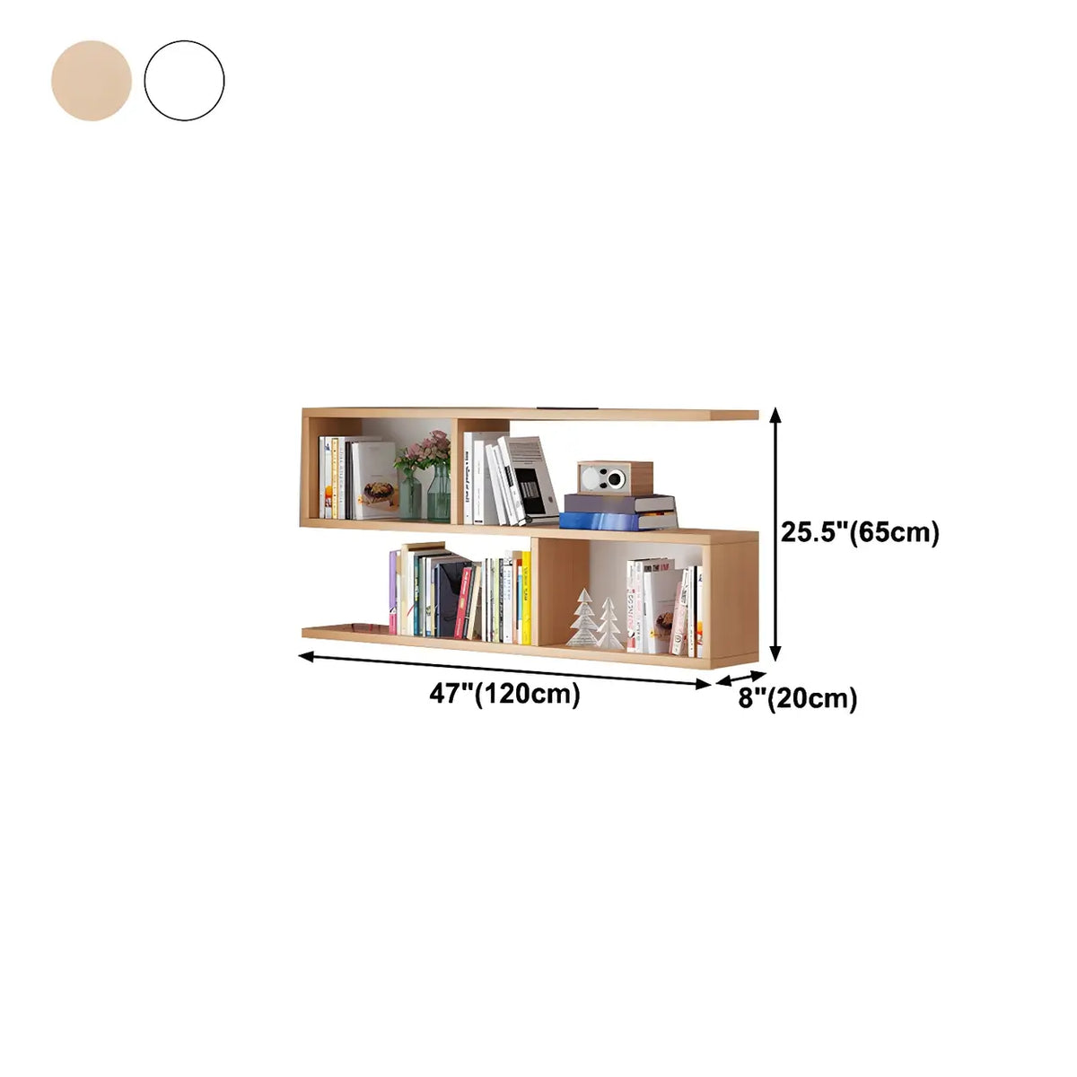 Wall Mounted Bookshelf Wooden Floating Shelf Unit Modern Wall Bookcase with Open Compartments for Books and Decor in Living Room | Study and Bedroom