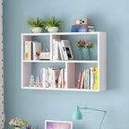 Wall Mounted Bookshelf Wooden Floating Shelf Unit Modern Wall Bookcase with Open Compartments for Books and Decor in Living Room | Study and Bedroom