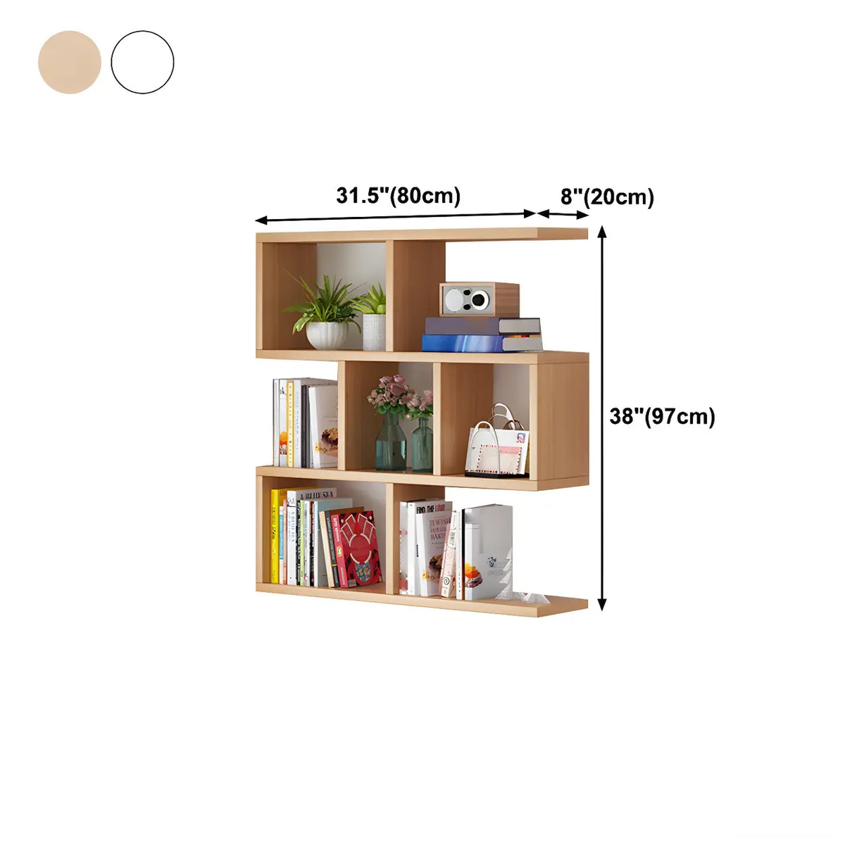 Wall Mounted Bookshelf Wooden Floating Shelf Unit Modern Wall Bookcase with Open Compartments for Books and Decor in Living Room | Study and Bedroom
