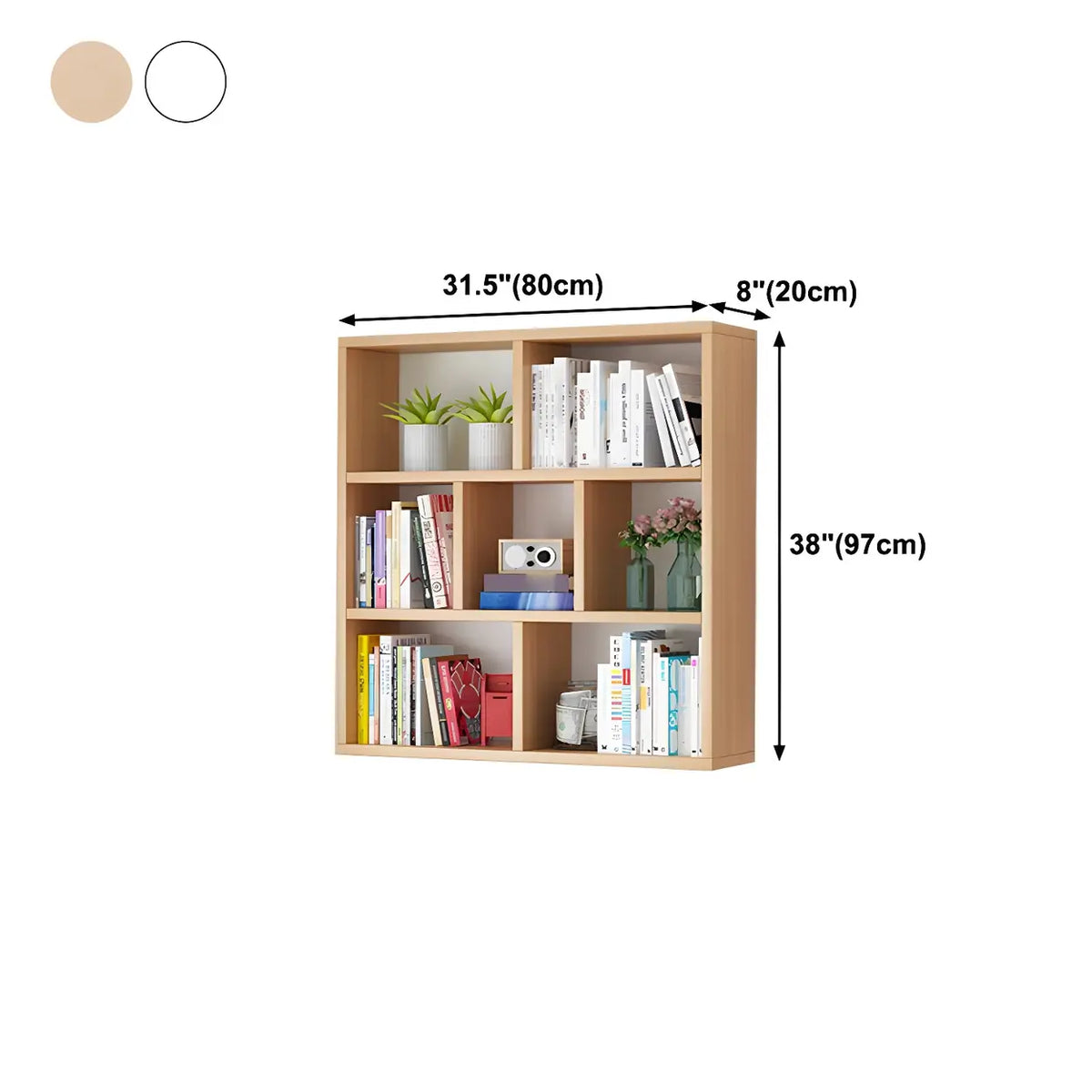 Wall Mounted Bookshelf Wooden Floating Shelf Unit Modern Wall Bookcase with Open Compartments for Books and Decor in Living Room | Study and Bedroom