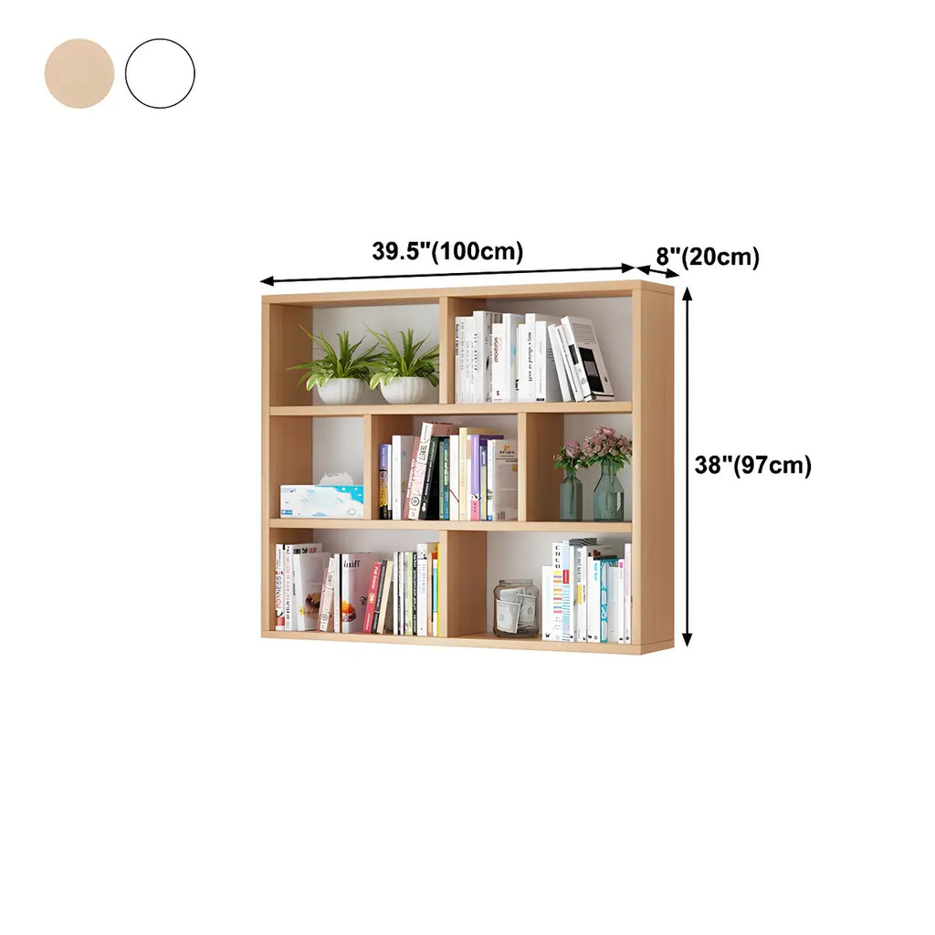 Wall Mounted Bookshelf Wooden Floating Shelf Unit Modern Wall Bookcase with Open Compartments for Books and Decor in Living Room | Study and Bedroom