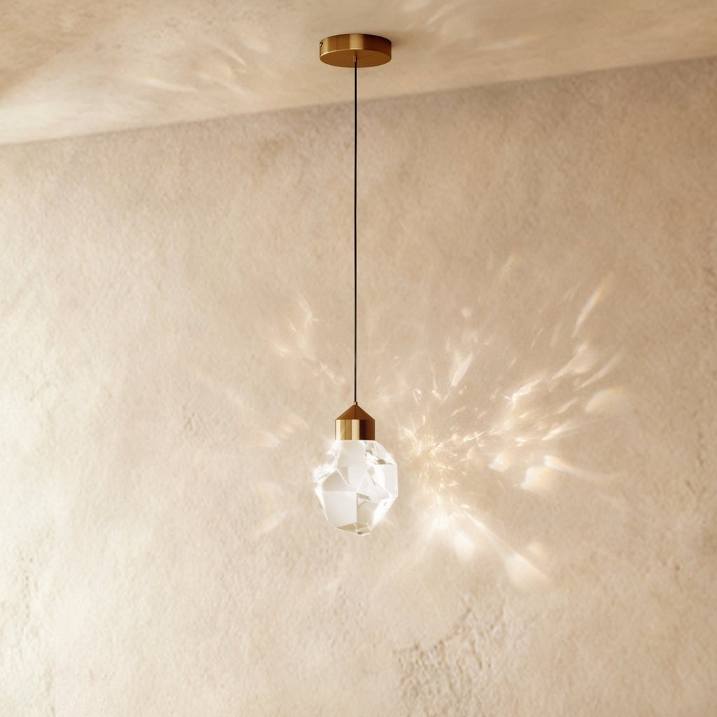 Crystal Pendant Light With Aluminum Frame And Crystal Detailing