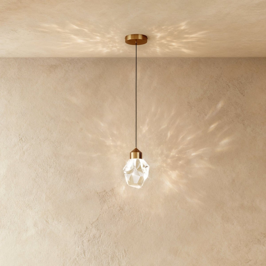 Crystal Pendant Light With Aluminum Frame And Crystal Detailing