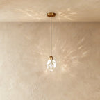 Crystal Pendant Light With Aluminum Frame And Crystal Detailing