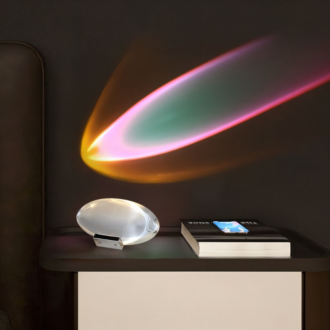 Silver Crystal Table Lamp With Colour Modes Integrated LED Light