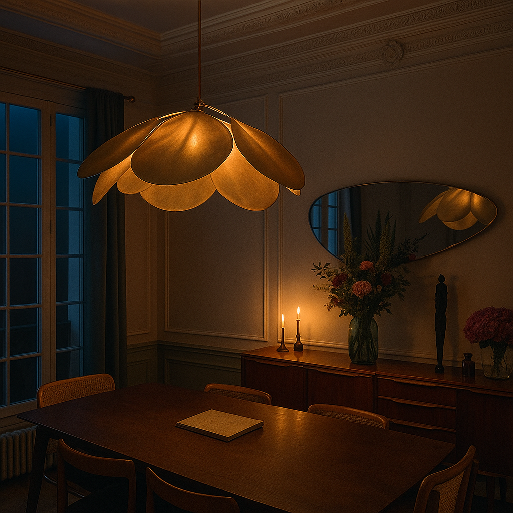 Flower Petal Fabric Pendant Lights With E27 Bulb And Adjustable Cord