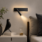 LED Wall Reading Light Bedside Wall Lamp with Rotating Spotlight Arm and Ambient Backlight Dimmable Modern Wall Sconce for Bedroom | Headboard