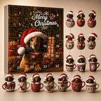 Dachshund Advent Calendar with Hanging Christmas Tree Ornaments