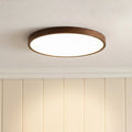 Dark Wood Grain LED Ceiling Light Round Flush Mount with Soft Acrylic Diffuser