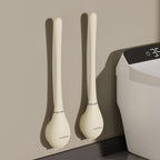 Teardrop Silicone Toilet Brush Set Wall Mounted Drip Holder Flexible Bristle Head Quick Drying Hygienic Loo Brush with Adhesive Hook | Single or Twin