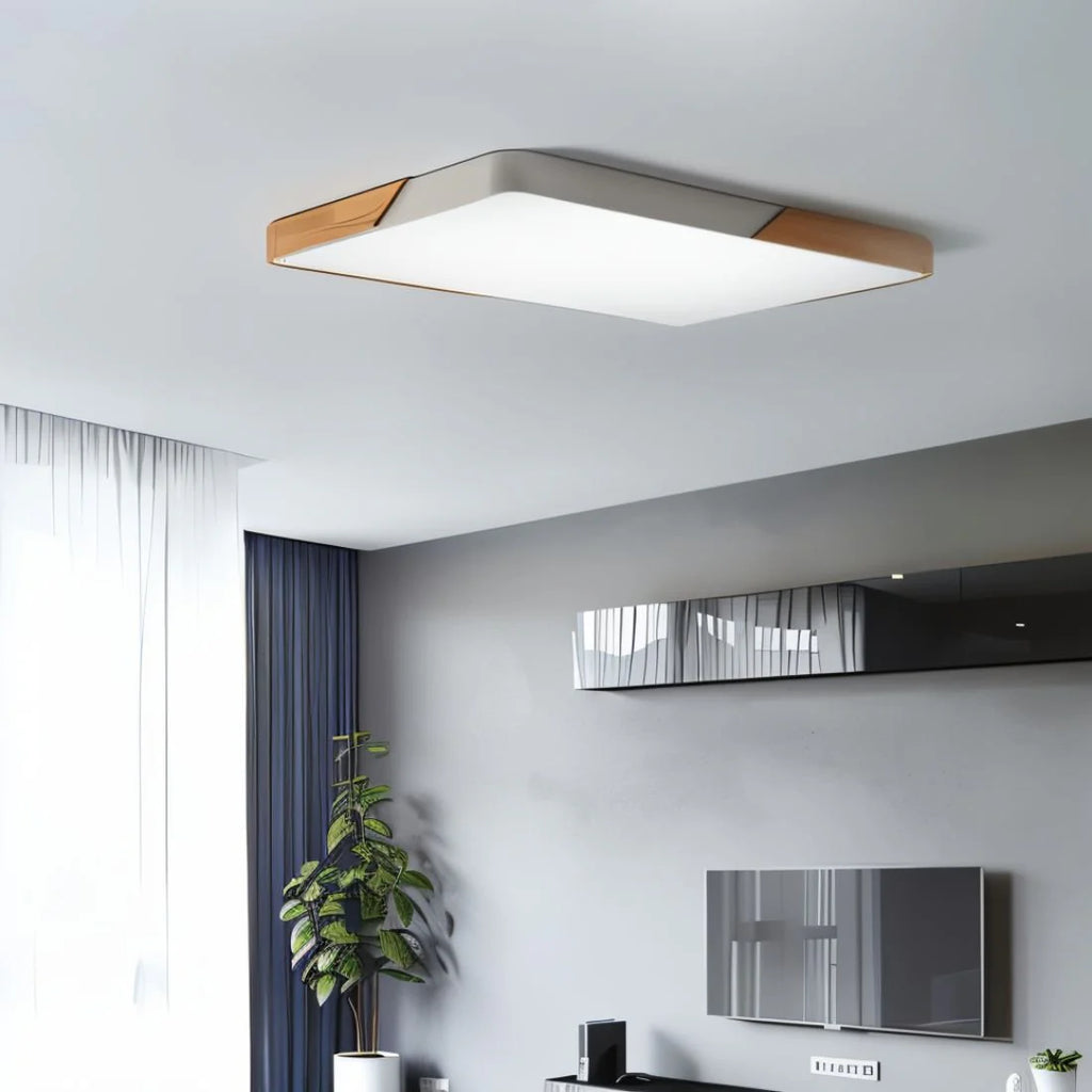Slim LED Flush Ceiling Light | Wood | Vevon