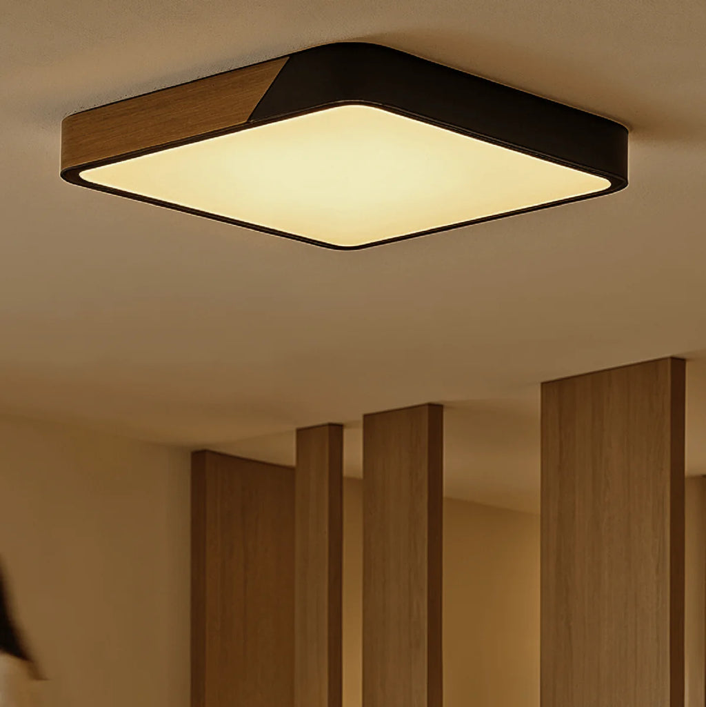 Slim LED Flush Ceiling Light | Wood | Vevon