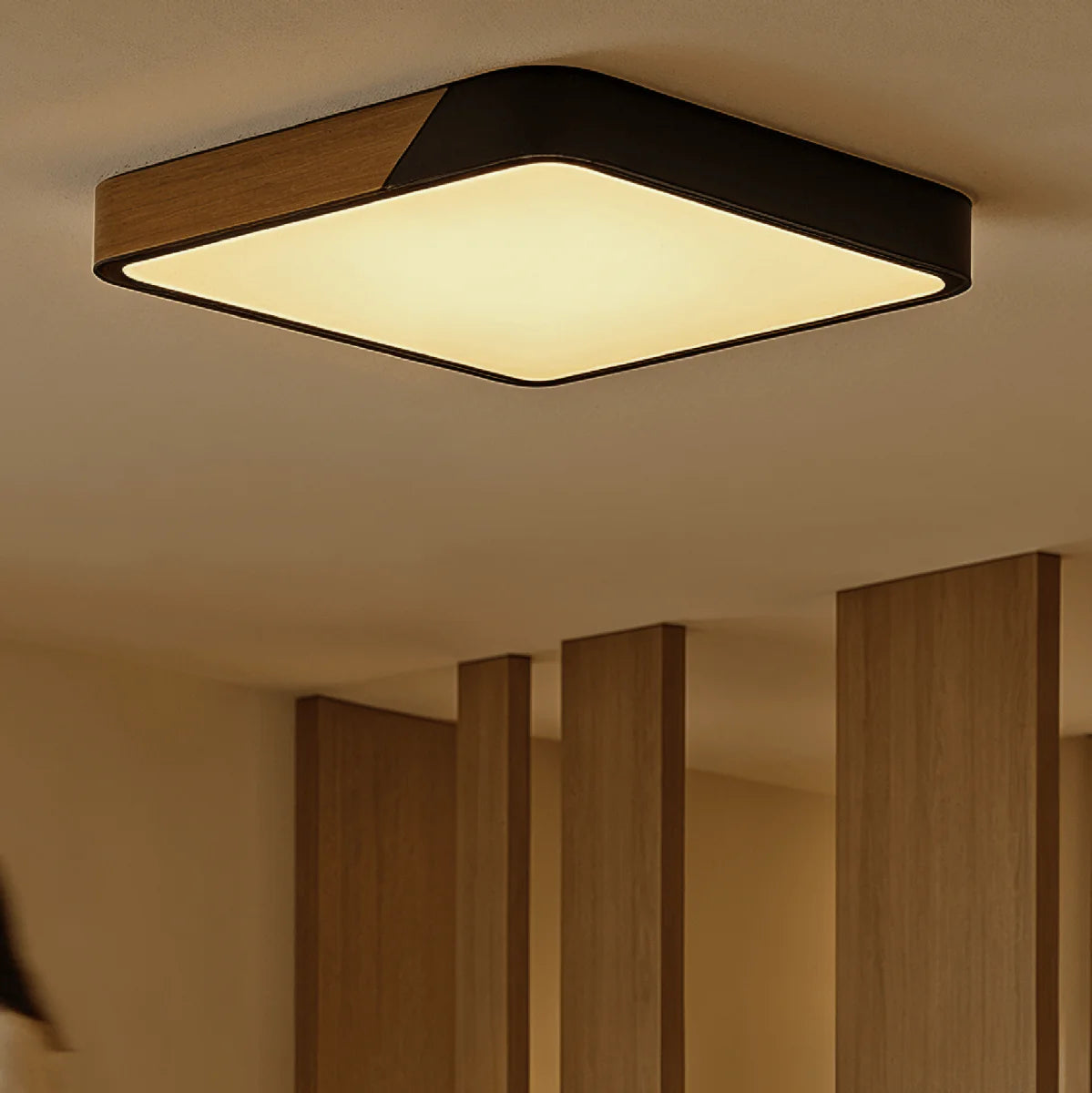Slim LED Flush Ceiling Light | Wood | Vevon