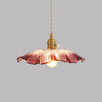 Retro Glass Pendant Light with Fluted Shade
