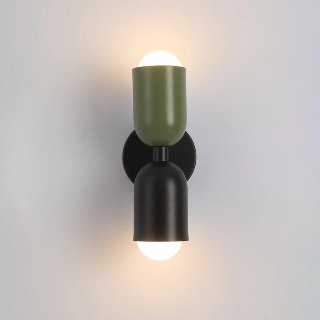Modern Wrought Iron Cylinder Wall Sconce LED Light With Dual Light Design
