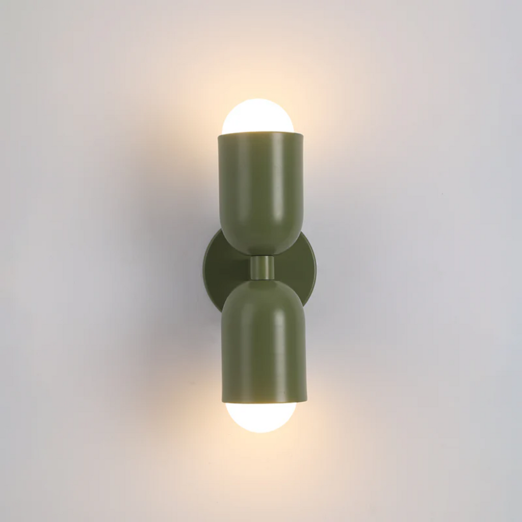 Modern Wrought Iron Cylinder Wall Sconce LED Light With Dual Light Design