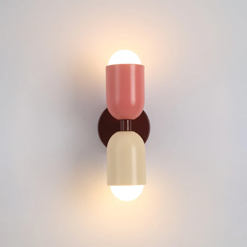 Modern Wrought Iron Cylinder Wall Sconce LED Light With Dual Light Design