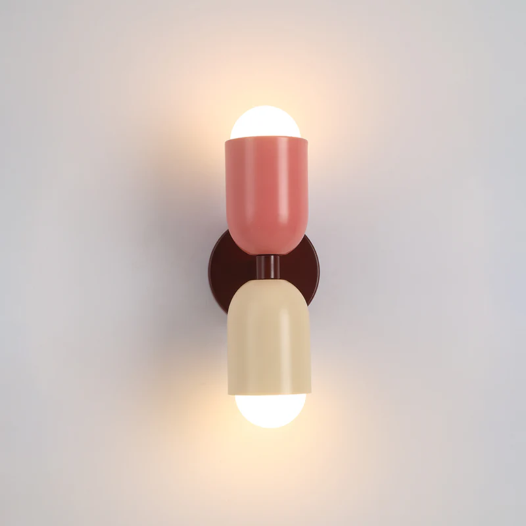 Modern Wrought Iron Cylinder Wall Sconce LED Light With Dual Light Design