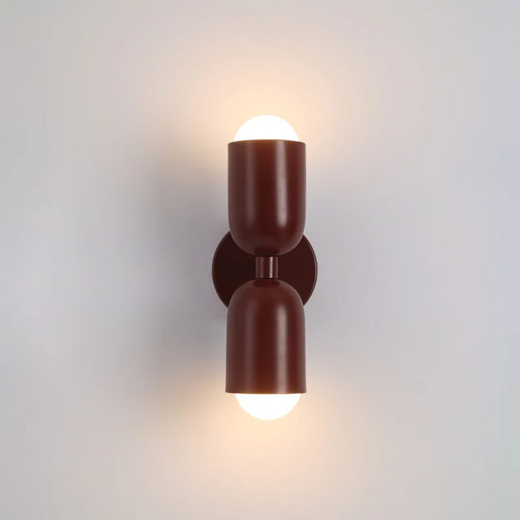 Modern Wrought Iron Cylinder Wall Sconce LED Light With Dual Light Design