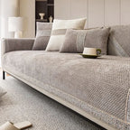 Non-Slip Sofa Cover Textured Linen Look Couch Protector Washable Pet-Friendly Sofa Throw for Corner Sofas and Armchairs