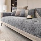 Non-Slip Sofa Cover Textured Linen Look Couch Protector Washable Pet-Friendly Sofa Throw for Corner Sofas and Armchairs