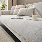Non-Slip Sofa Cover Textured Linen Look Couch Protector Washable Pet-Friendly Sofa Throw for Corner Sofas and Armchairs