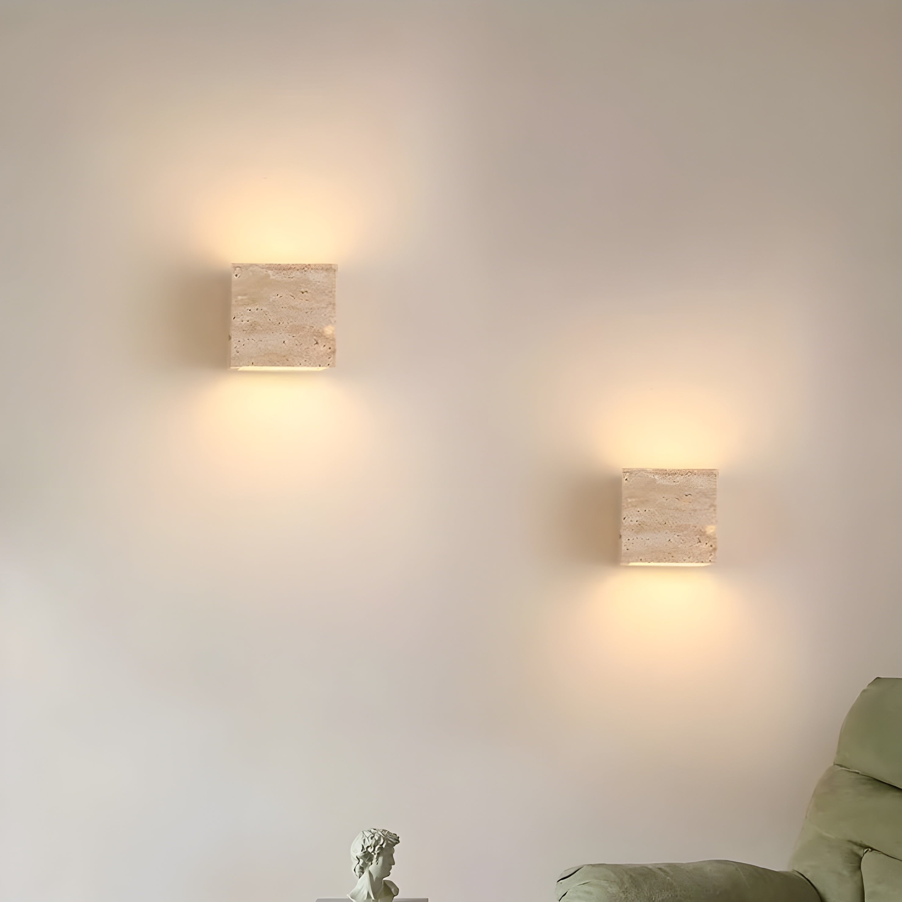 Minimalist Travertine Stone Outdoor LED Wall Light With Natural Cave Stone Shade