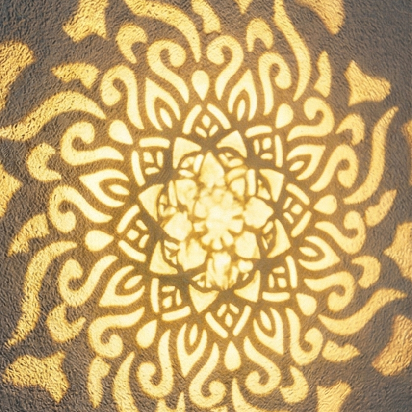 Solar Mandala Projector Light Outdoor Weatherproof Iron Lantern with Cut Out Pattern Dusk to Dawn Garden Wall and Patio Light